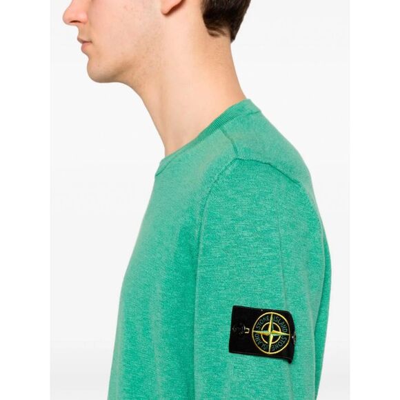 Stone Island Men Stocking Stitch Organic Cotton Nylon Crewneck - Picture 3 of 5